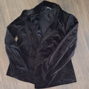 Shein Black Velvet Long Sleeve Blazer in XL/US Size 12